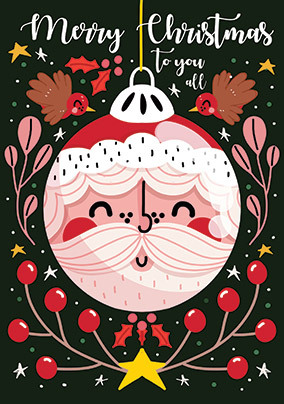 Merry Christmas Santa Bauble Card