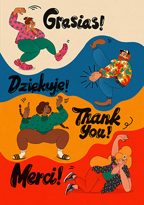 Grasias Dziekuje Merci Thank You Card