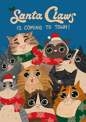 Santa Claws Cats Christmas Card