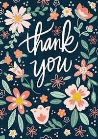 Tap to view Thank You Typographic Flowers Card
