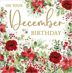 December Flowers Birthday Card