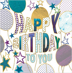 Happy Birthday to You Balloons and Stars Card