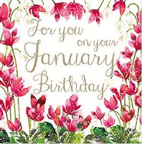 Tap to view January Red Flowers Birthday Card