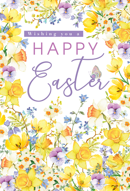 Wishing You a Happy Easter Floral Pattern Card
