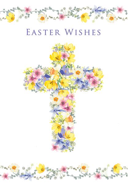 Easter Wishes Cross Floral Card