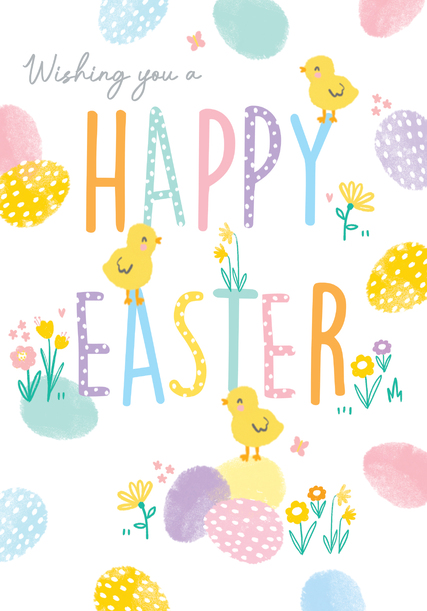 Happy Easter Chicks and Egg Card
