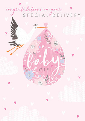 Special Delivery Baby Girl Card