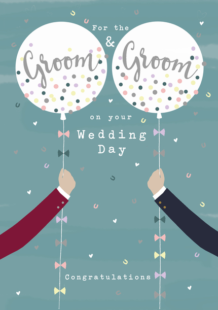 Groom and Groom Balloons Wedding Card