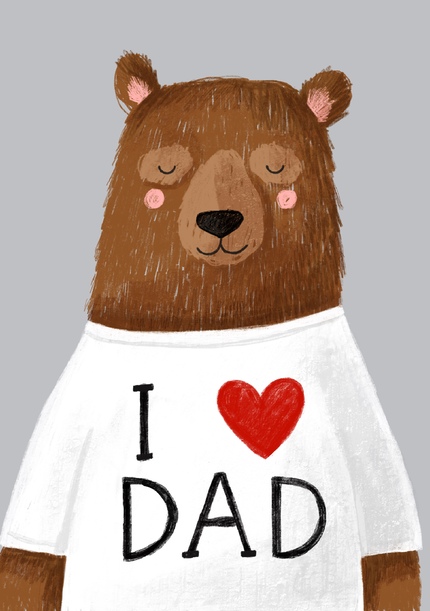 I Love Dad Bear Birthday Card