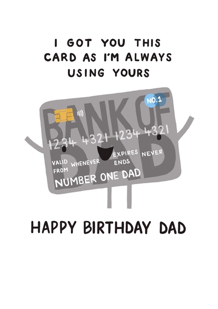 Bank of Dad Funny Birthday Card