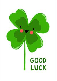 Cute Four Leaf Clover Good Luck Card