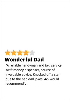 Wonderful Dad Review Father's Day Card
