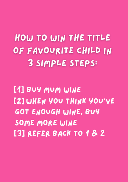 Win the Title of Favourite Child Mother's Day Card