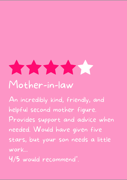 Mother in Law Review Mother's Day Card