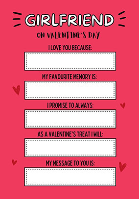 Girlfriend Review Valentine Card