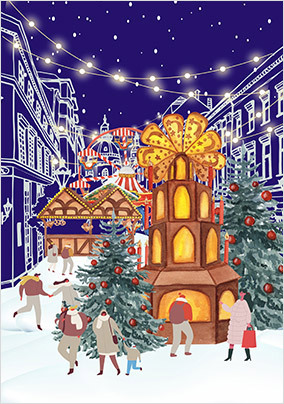 Christmas Town Centre Scene Card