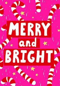 Merry and Bright Candy Canes Christmas Card