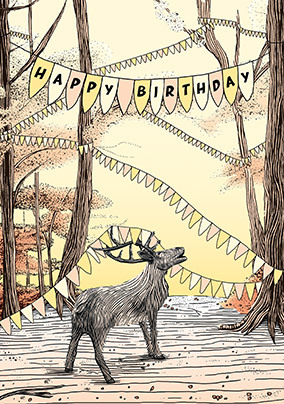 Deer Autumn Birthday Card