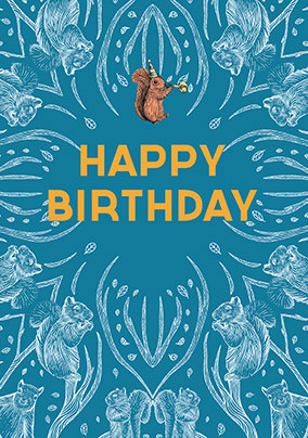 Squirrel Pattern Birthday Card