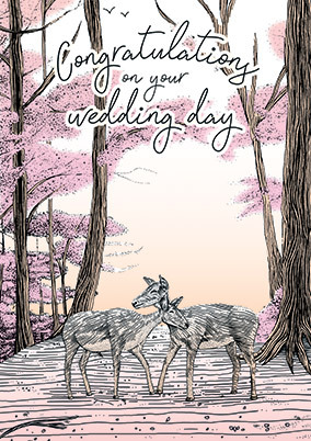 Woodland Doe & Doe Wedding Card