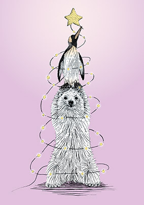 Polar Bear Penguin Christmas Tree Card