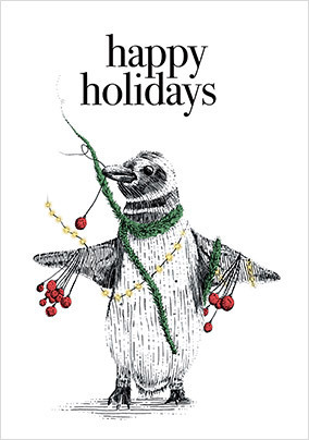 Happy Holidays Penguin Christmas Card