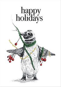 Happy Holidays Penguin Christmas Card