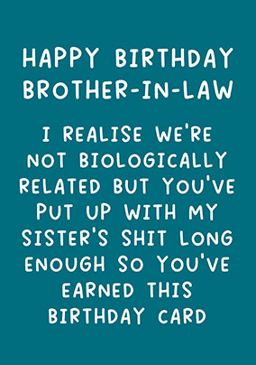 Put Up With Shit Brother In Law Birthday Card