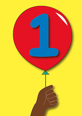 Red Balloon 1st Birthday Card