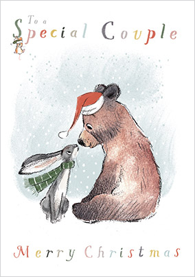 Couple Cute Illustrated Christmas Card