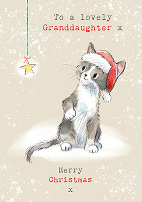 Lovely Granddaughter Cute Illustrated Christmas Card