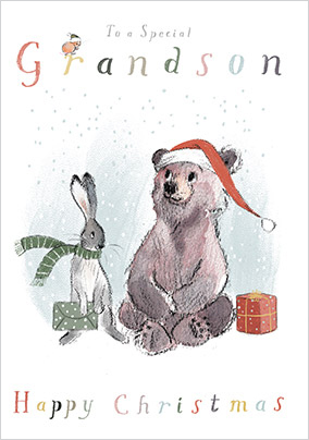 Grandson Cute Illustrated Christmas Card