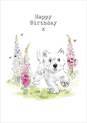 Wildflower Walkies Birthday Card