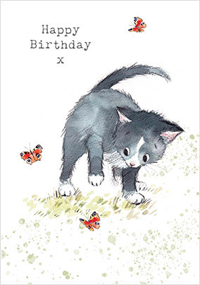 Curious Kitty Birthday Card