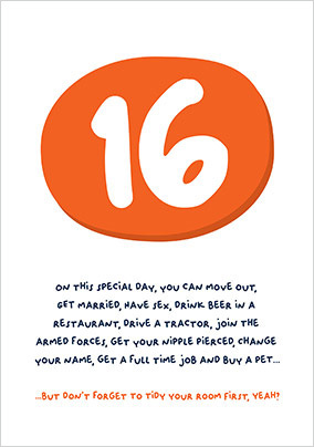 16th Birthday Funny Milestones Card