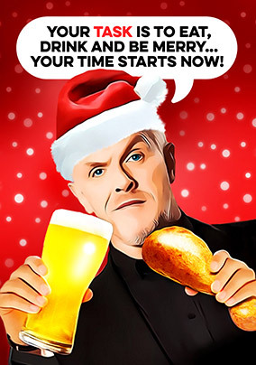 Eat, Drink and be Merry Spoof Christmas Card