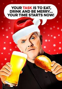 Eat, Drink and be Merry Spoof Christmas Card