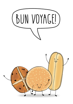 Bun Voyage Leaving Card