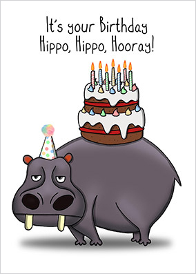 Hippo Hooray Birthday Card