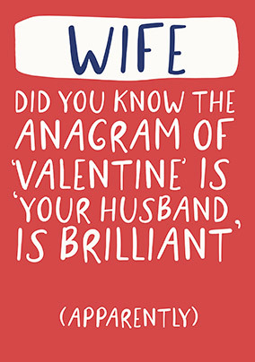 Wife Anagram Valentine's Day Card