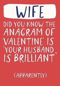 Tap to view Wife Anagram Valentine's Day Card