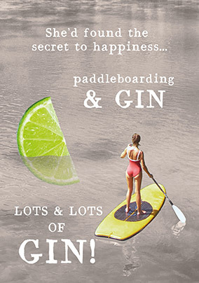 Paddleboarding & Gin Birthday Card