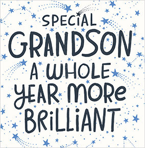 Grandson a Whole Year More Brilliant Birthday Card