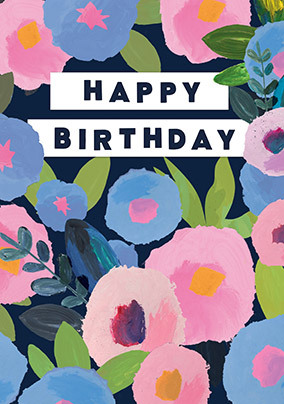 Blooms Happy Birthday Card