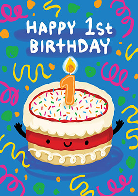 Happy 1st Birthday Cake Card
