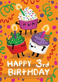 Happy 3rd Birthday Cupcakes Card
