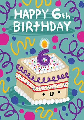 Happy 6th Birthday Cake Card