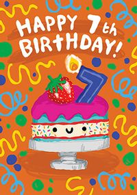 Happy 7th Birthday Cake Card