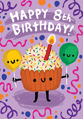 Happy 8th Birthday Cake Card