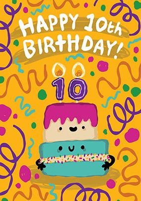 Happy 10th Birthday Cake Card